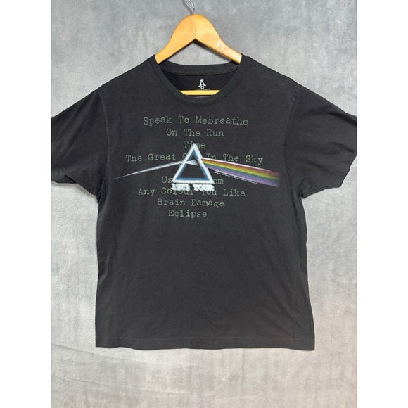 Aces & Eight Other - Pink Floyd "1973 Tour" Song Titles Black Large T Shirt Rock Band Music